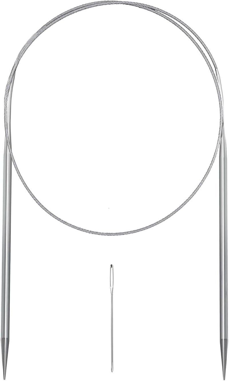 Aolfior Stainless Steel Circular Knitting Needles Size 0 16 Inch 2 mm Set Round Metal (Silver, 16 inch-0-(2mm)) Suitable for Beginners and Experienced Knitters Alike. - Image 1